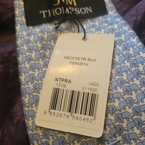 Jim Thompson Blue Elephant Mens Silk Tie NWT